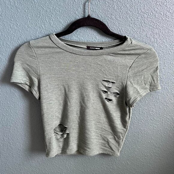 None Tops - Women's Grey Crop-top